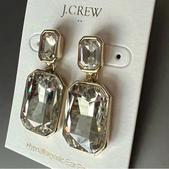 Elegant Gold Crystal Earrings - Picture 4 of 6